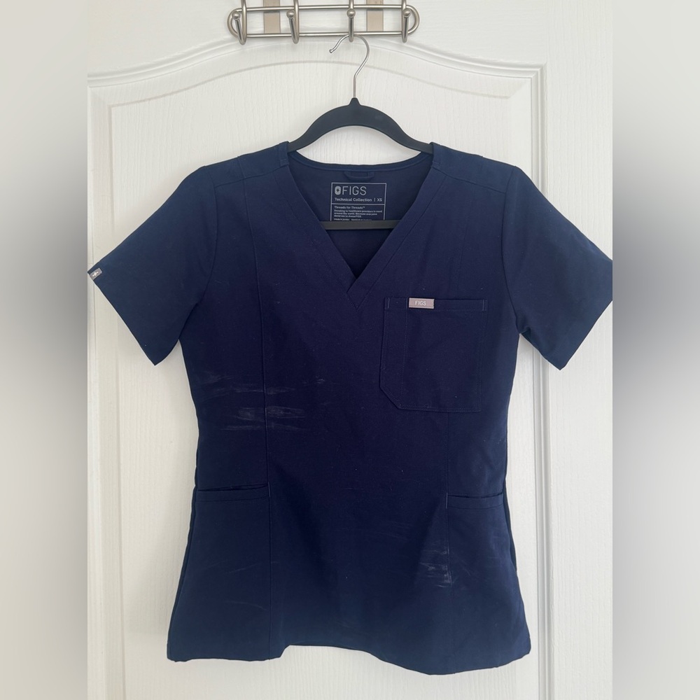 Figs Navy Blue Scrub Top